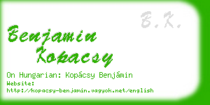 benjamin kopacsy business card