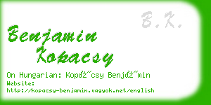 benjamin kopacsy business card